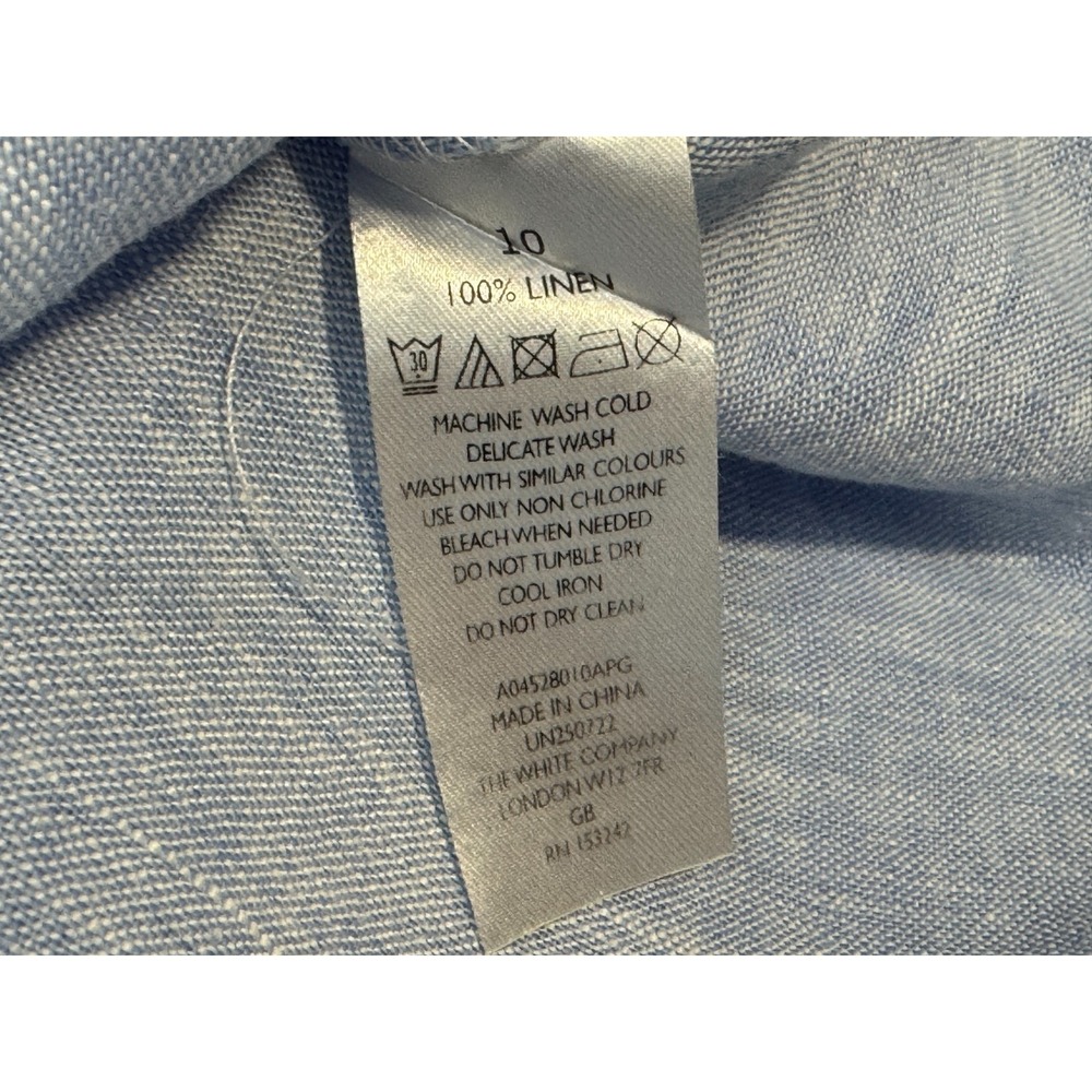 White Label Shift Linen Dress Women 6 Pockets Short Sleeve V-neck Washable Blue - Picture 6 of 10